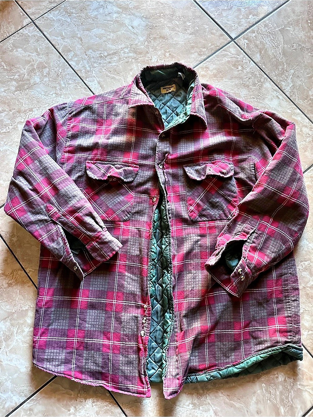 Vintage Northwest Blue Plaid Quilted Shirt Jacket size Xl